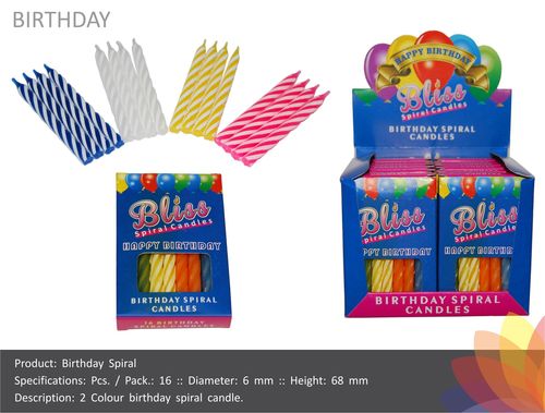 Two Colored Birthday Spiral Candles