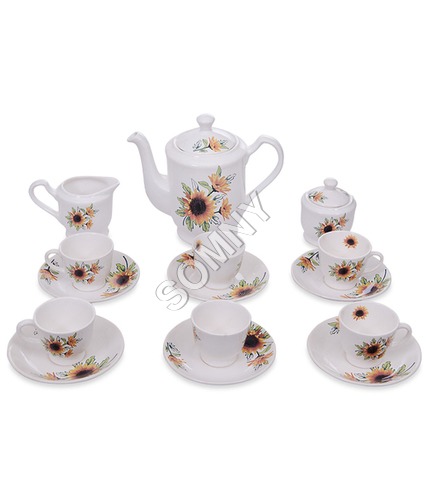 TEA SET NO.1 - Porcelain, 12 Pieces, Sunflower Design | Elegant, Durable, Microwave and Dishwasher Safe