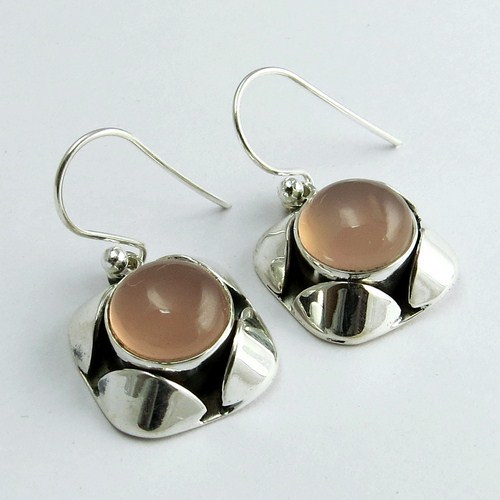 Spring Garland !! Rose Quartz 925 Sterling Silver Earring
