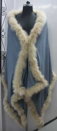 Glamour Style Silk Pashmina Fur Shawl