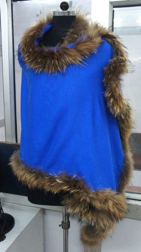 Silk Pashmina Shawls with fox fur