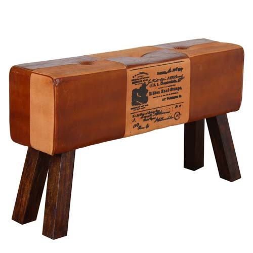 Stools & Accessories - Leather & Wood, 36x20x18 inches, Brown | Durable, Stylish, Comfortable, Space-Saving, Easy Assembly