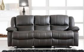 Three Seater Sofa - Leather 210x90x100cm Gray, Manual Reclining Seats, Spacious Seating, Elegant Design