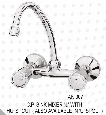 C.P. SINK MIXER 1/2"WITH 'HU'& 'U' SPOUT