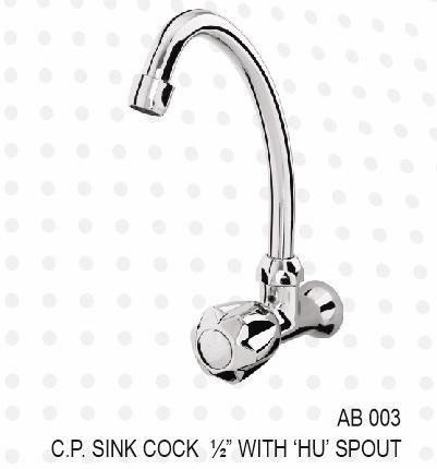 C.P. SINK COCK 1/2" WITH'HU' SPOUT