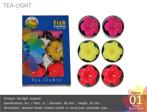 Tea Light Candles - Wax 38mm Diameter Pink | Flower Shaped Scented Polycarbonate Cups 1 Hour Burn Time