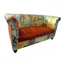 Two Seater Sofa - Fabric Wood, Orange | Comfortable Seating, Stylish Design, Durable Frame, Easy Cleaning