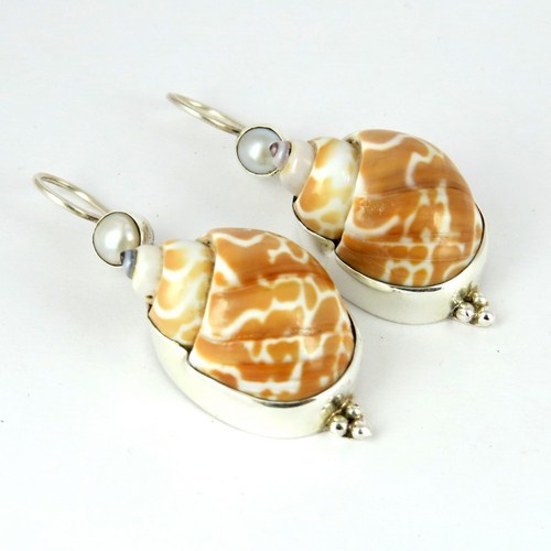 Fresh Created Shell, Pearl 925 Sterling Silver Earring
