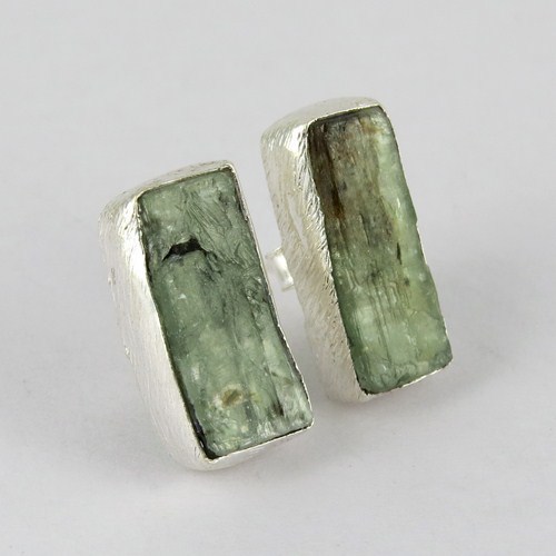 Stylish Green Moss Prehnite 925 Sterling Silver Earring