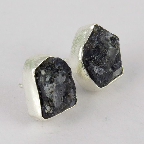 Rare Fancy Style Iolite 925 Sterling Silver Earring - 1.6x1.2 cm, Bezel Setting, Tension Back
