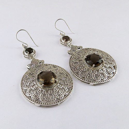 Wish Left  Smoky Quartz 925 Sterling Silver Earring