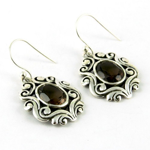 Cloud In Brown Smoky Quartz 925 Sterling Silver Earring