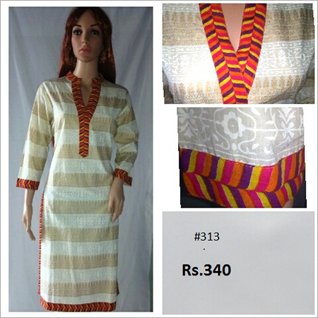 Formal Cotton Kurtis - Cotton, Sizes: S, M, L, XL, Colors: White & Red, 3/4 Sleeve, Simple Style | For Casual and Formal Occasions