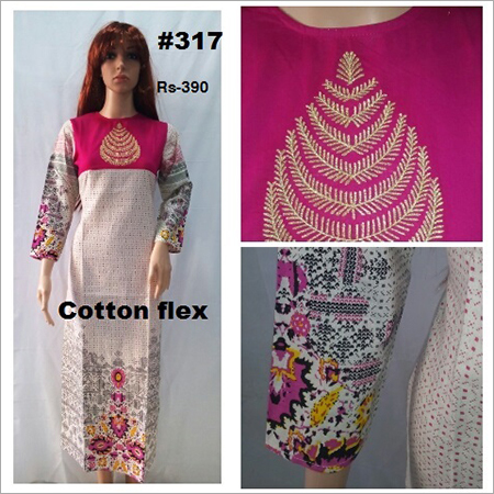 Printed Cotton Kurtis - Cotton, Sizes S, M, L, XL, Color: White and Pink | Breathable, Casual and Formal Style for Summer Ladies Wear