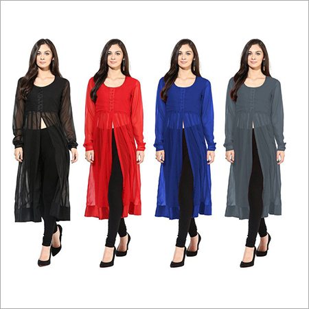 Red Fancy Georgette Kurtis