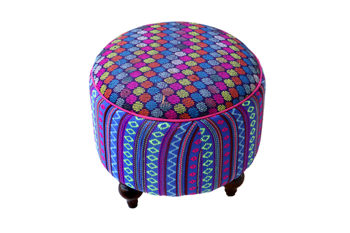 Upholstered Canvas Pouf