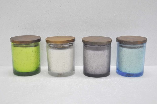 Bubble Glass Candle with wooden Lid