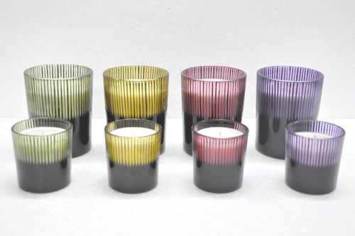 Colored Strip Glass Candle