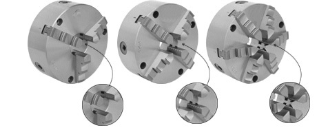 3- JAW, 4-JAW & 6- JAW BIG BORE CHUCKS 
