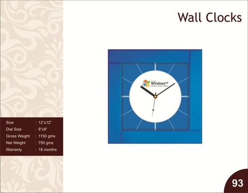Wall Clock - Plastic/Glass, 10x10 Inch, Blue | Quartz Mechanism, Accurate Timekeeping, Stylish Design, Durable Materials, Easy Installation, Customizable Branding