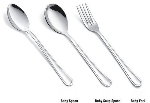 Silver S S Baby Spoon, S S Baby Soup Spoon & S S Baby Fork