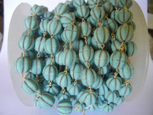 TURQUOISE BEAD CHAIN WITH WATERMELON SHAPE
