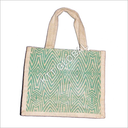 Cream & Green Promotional Jute Gift Bags