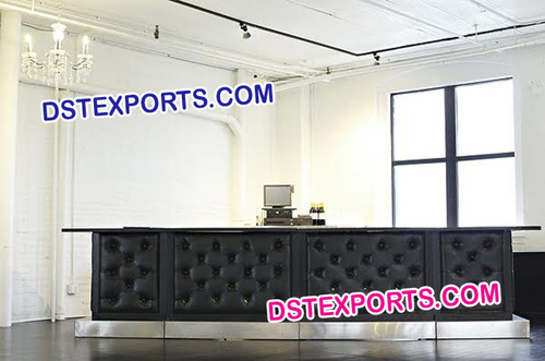 Modern Style Black Crystal Tufted Leather Bar Table