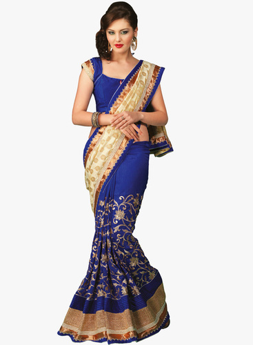 Navy Blue Embellished Saree