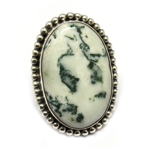 Energizing White !! Tree Agate 925 Silver Ring