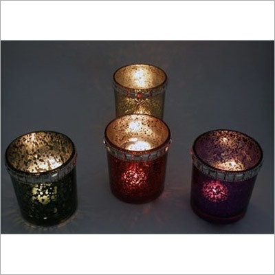 Color Glass with Diamond Border Candle Holder