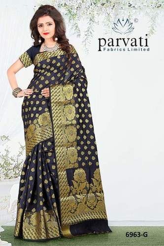 Silk Sarees - Pure Silk, 5.5 Meters, Black | Luxurious Feel, Elegant Design, Jacquard Weave, Soft Texture