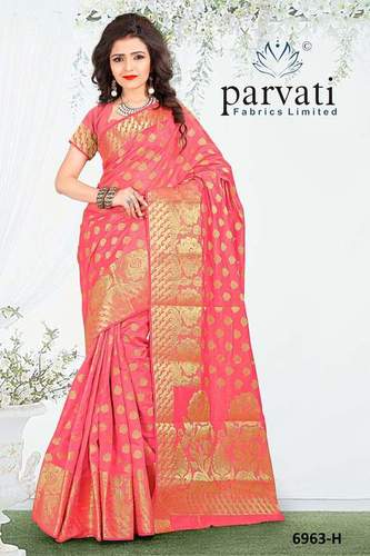Silk Sarees - Silk 5.5 Meters, Pink, Floral Jacquard | Luxurious Feel, Elegant Design, Soft Texture, Vibrant Color