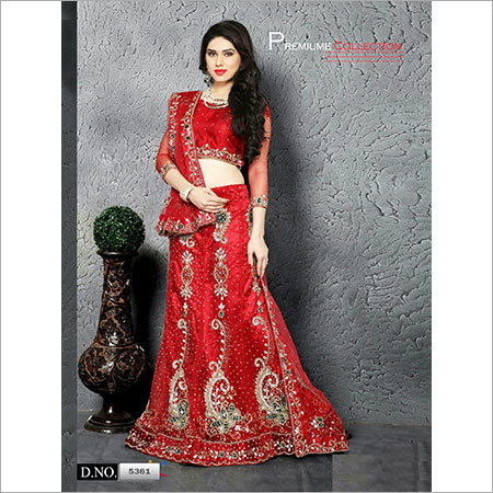 Elegant Bridal Lehenga - Chiffon Fabric, Customized Size | Embroidered Design, Appealing Embroidery Work, Breathable and Quick Dry Features, Enchanting Color Combinations