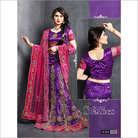 Bridal Wedding Lehenga - Bridal Satin Customized Size Embroidered Design | Light Weight Cozy Fitting Water Proof Easy to Iron Elegant Appearance