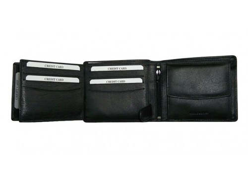 Gent Wallet - Genuine Leather, 110x90x20 mm, Black | Slim Design, Snap Closure, 6-8 Card Slots, Cash Compartment