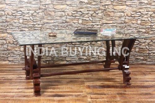 Gear Side Table with Glass Top