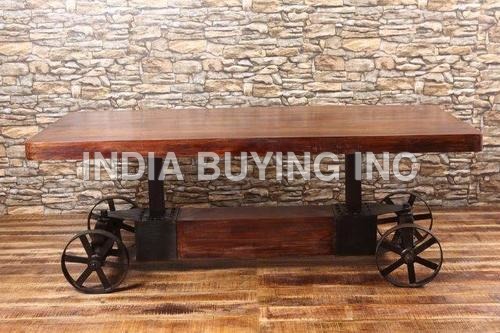 Gear Coffee Table with Wheels