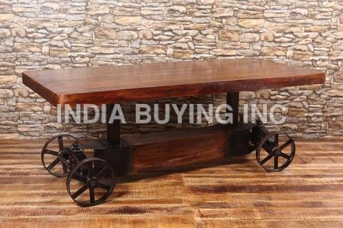 Gear Side Table with Wheels