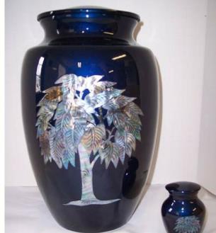 Mother of Pearl Tree of Life Brass Cremation Urn