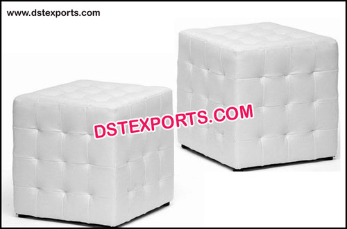 Gorgeous White Crystal Fitted Leather Square Ottoman