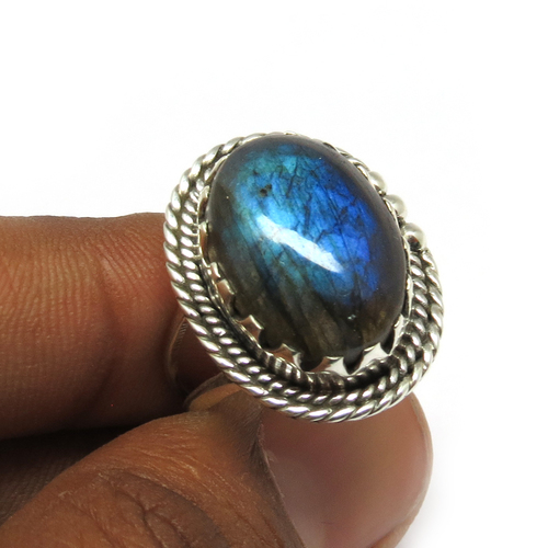 Big Exclusive Gemstone Jewelry !! Labradorite 925 Sterling Silver Ring