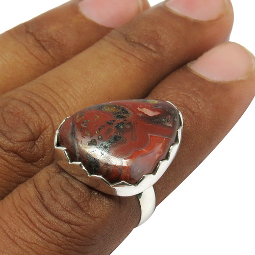 Fiesta Hues !! Picasso Jasper 925 Sterling Silver Ring - Size 6.0 US, Fancy Brown Stone, Bezel Setting | Handmade, Unique Design, Gift Ready, Casual or Dressy
