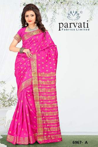 Silk Sarees - Pure Silk, 5.5 Meters, Pink, Jacquard Weave | Soft Texture, Elegant Design, Luxurious Feel