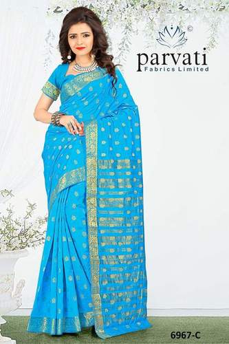 Silk Sarees - 5.5 Meters Blue Silk, 44 Inches Width | Soft Texture, Luxurious Feel, Elegant Handwoven Banarasi Design