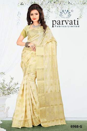 Silk Sarees - Pure Silk, 5.5 Meters, Cream, Jacquard Weave | Luxurious Feel, Soft Texture, Intricate Weaving