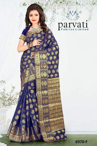 Silk Sarees - Pure Silk, 5.5 Meters Length x 1.2 Meters Width, Dark Blue | Luxurious Feel, Intricate Weaving, Elegant Design, Durable Fabric, Soft Texture