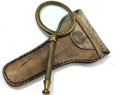 Traditional Brass Magnifying Glass With Leather Case