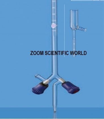 Burettes Double Oblique Bore With Screw Rotaflow Stopcock With PTFE Key