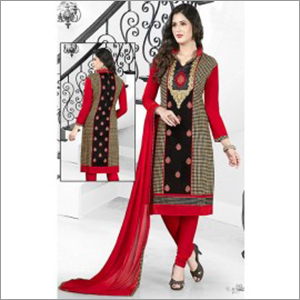 Cotton Embroidered Salwar Suit with Chiffon Dupatt